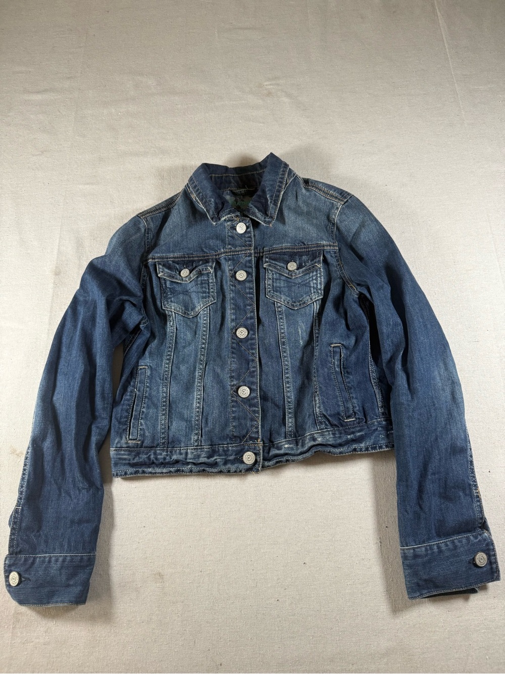Women’s Aeropostale Denim Jean Trucker Jacket Cropped Fit Size Large Y2K Jacket